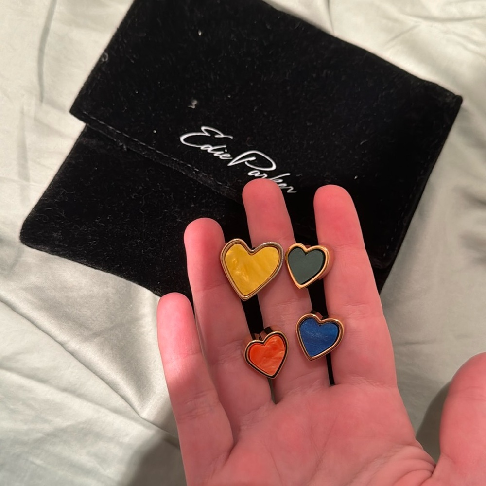 Set of 4 Edie Parker pins with pouch